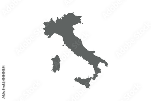 Italy Map Vector Silhouette Icon for Geographic Design