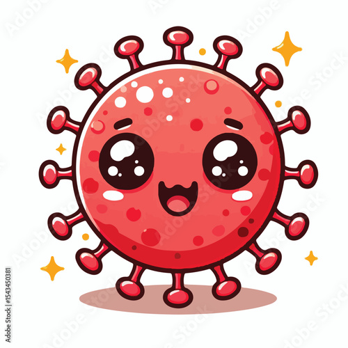 cute cartoon virus image vector on plain white background