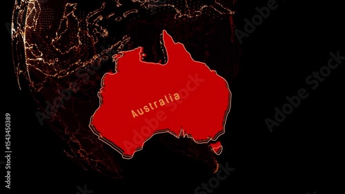 Australia Map on a Digital Spinning World Globe.