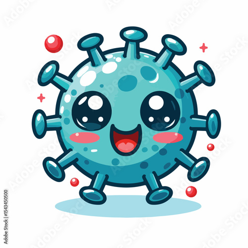 cute cartoon virus image vector on plain white background