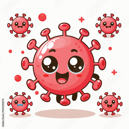 cute cartoon virus image vector on plain white background