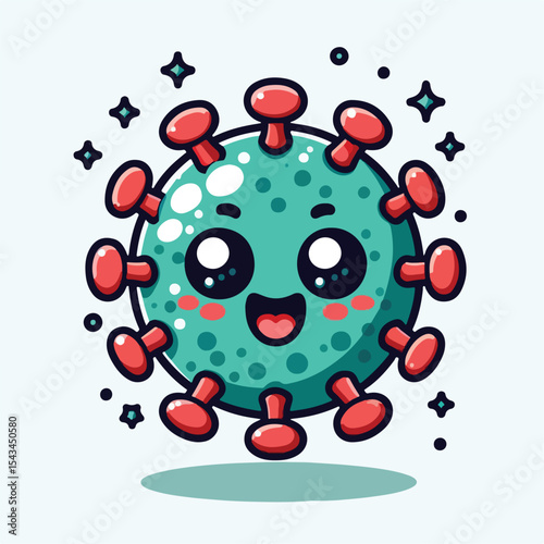cute cartoon virus image vector on plain white background