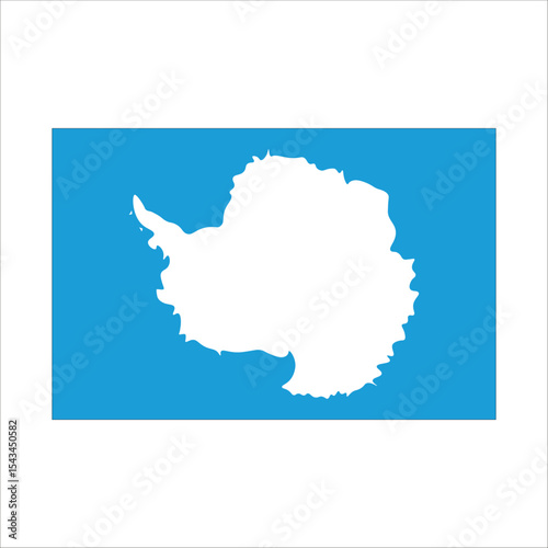 Symbolic representation of antarctica with its characteristic shape, highlighted on a blue background, raising awareness about global warming and its impact on the continent