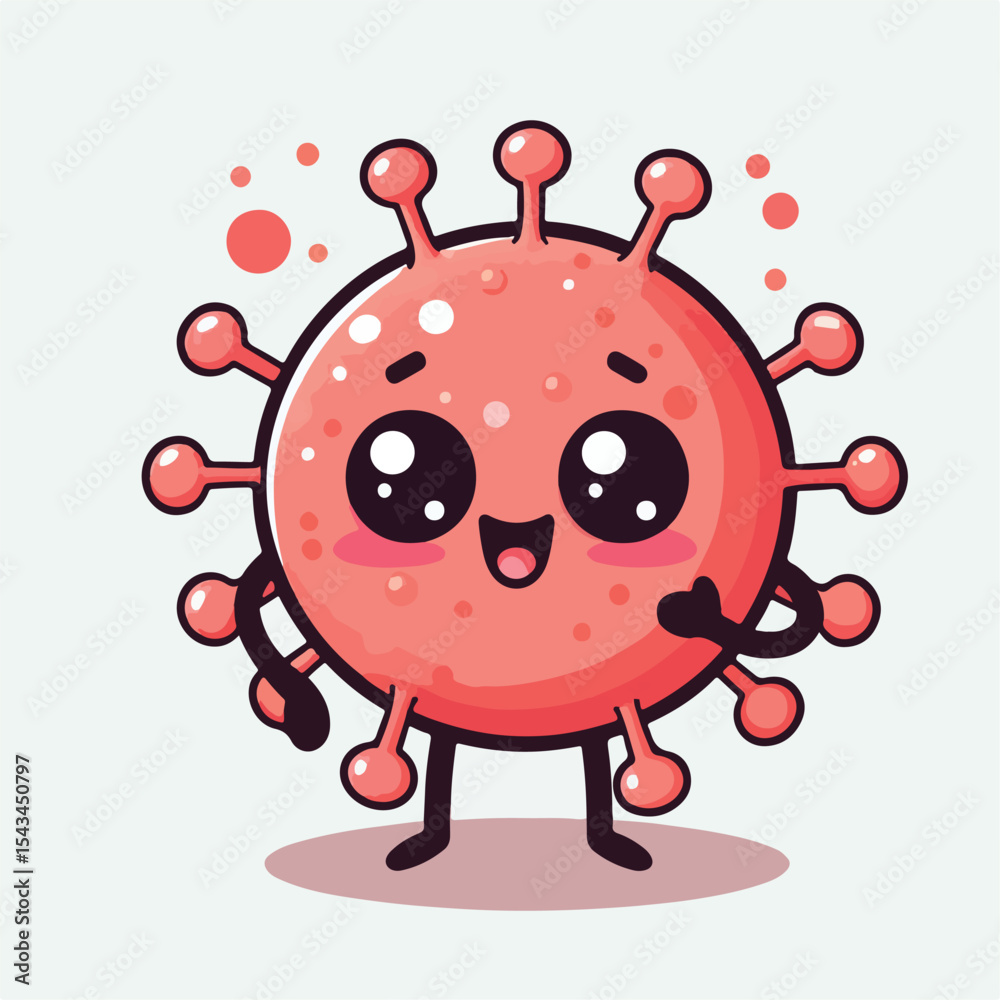 Obraz premium cute cartoon virus image vector on plain white background