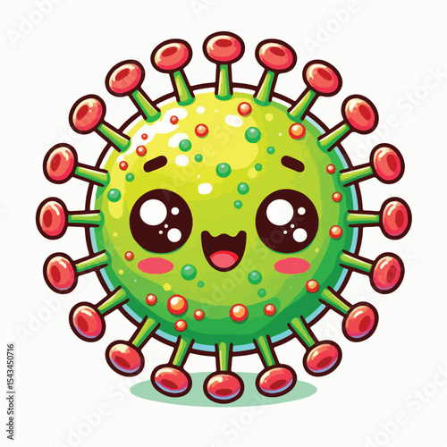 cute cartoon virus image vector on plain white background