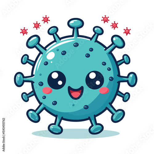 cute cartoon virus image vector on plain white background