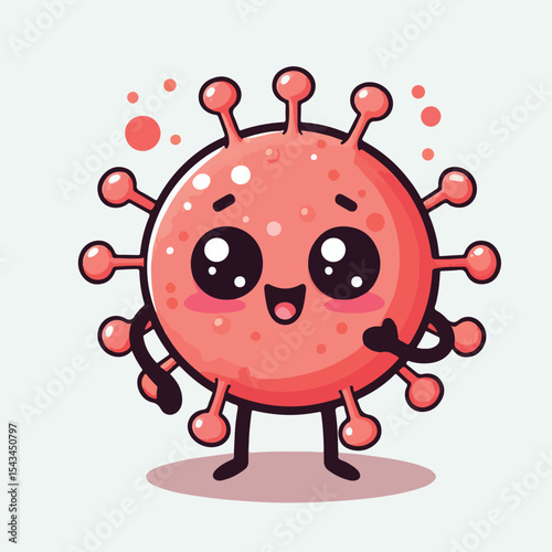 cute cartoon virus image vector on plain white background
