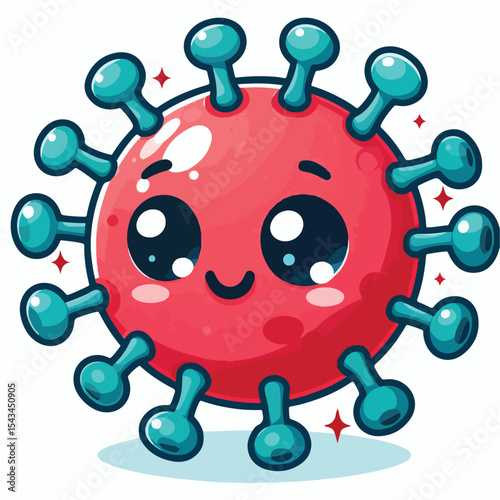 cute cartoon virus image vector on plain white background