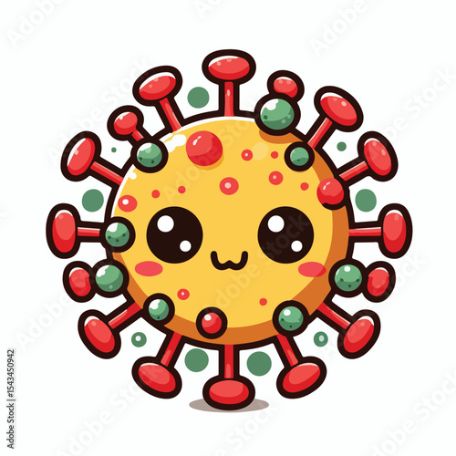 cute cartoon virus image vector on plain white background