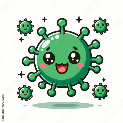 cute cartoon virus image vector on plain white background