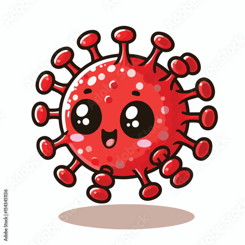 cute cartoon virus image vector on plain white background