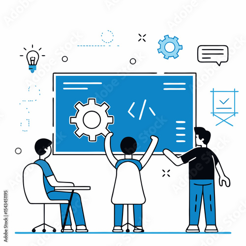 Optimizing Collaborative Learning and Software Development: A Modern Vector Illustration,


