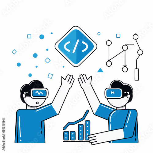 Digital Collaboration in Extended Reality: Two Individuals Interacting with Code and Data in a Virtual Environment

