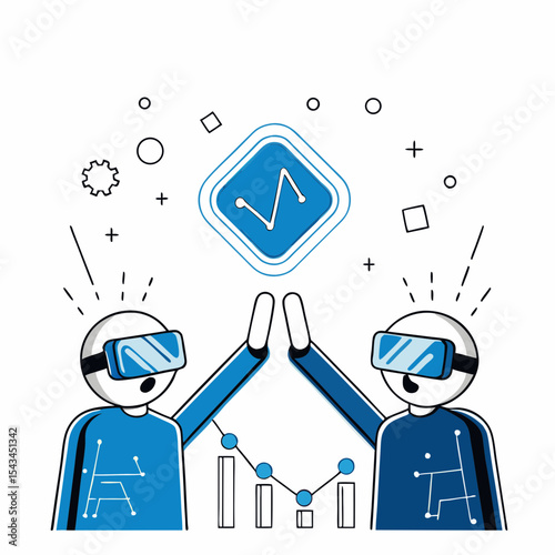 Exploring Virtual Reality Data: Two Individuals Interacting with Immersive Technology and Information

