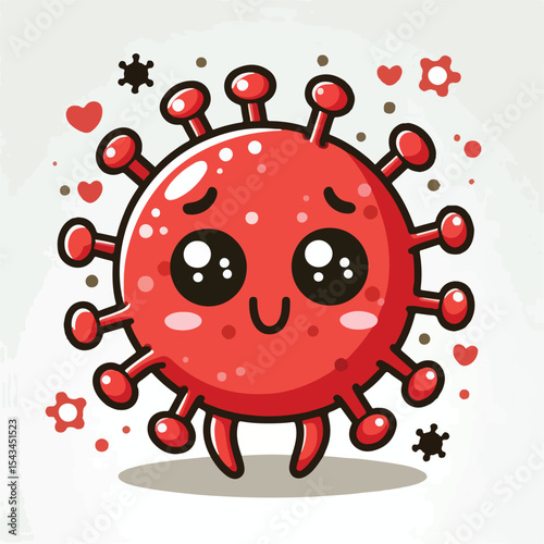 cute cartoon virus image vector on plain white background