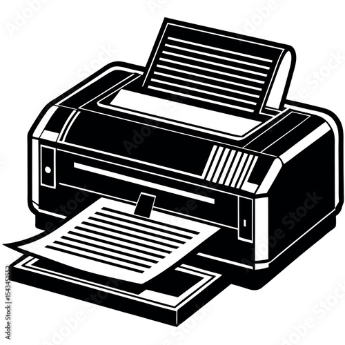 Black inkjet printer icon isolated on white background