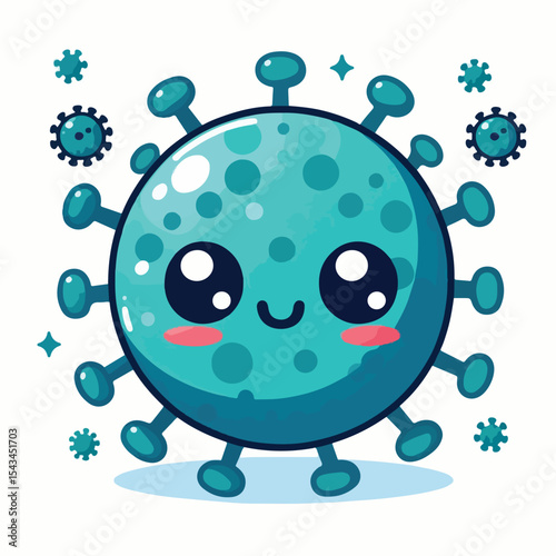 cute cartoon virus image vector on plain white background