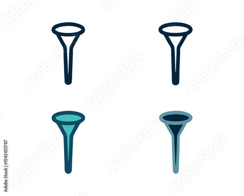 Stylish Vector Icon Set of Golf Tees in Varied Colors for Sports Merchandise, Golf Course Graphics, and Creative Design Applications