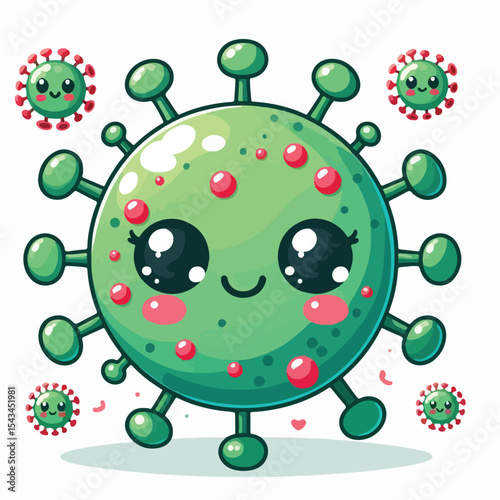 cute cartoon virus image vector on plain white background