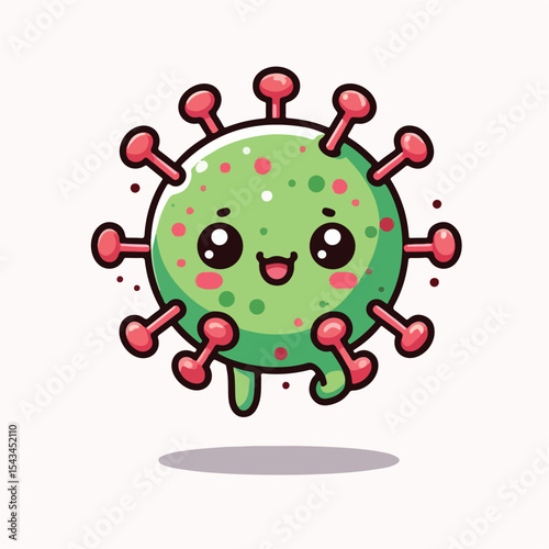 cute cartoon virus image vector on plain white background