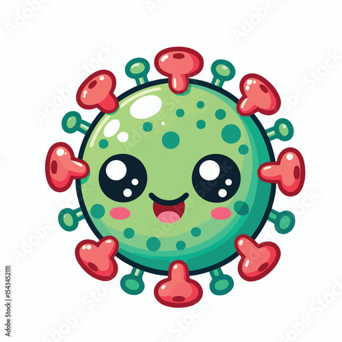 cute cartoon virus image vector on plain white background