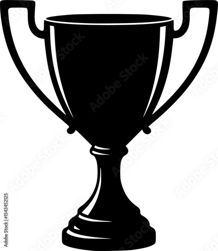 Silhouette of a trophy cup in black, victory concept. Vector illustration

