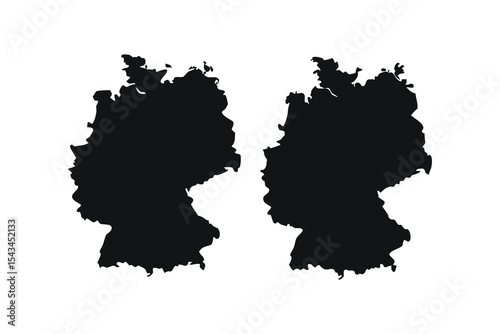 Germany Map Vector Silhouette Set for Geographic Design