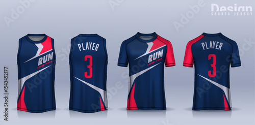 t-shirt sport design template, Soccer jersey mockup for football club, Running singlet,basketball Tank top.	