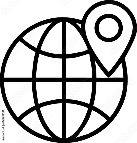 global navigation vector outline icon on white or transparent background