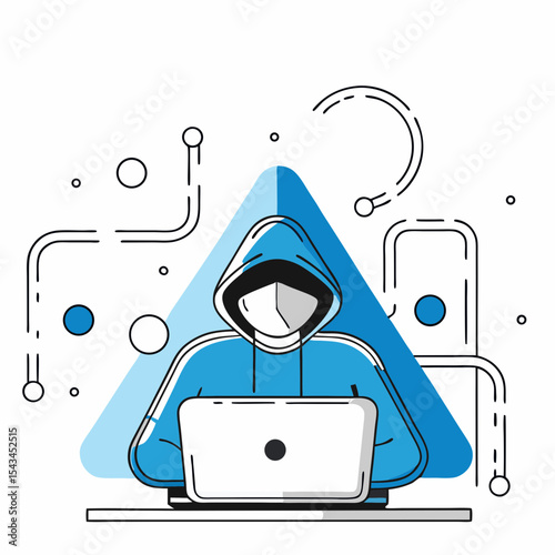 Cybersecurity Threat: Hacker Working on Laptop for Data Breach or Cybercrime

