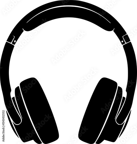 Black silhouette of over-ear headphones isolated. Vector illustration
