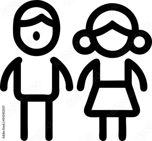girl and boy vector silhouette icon on white or transparent background