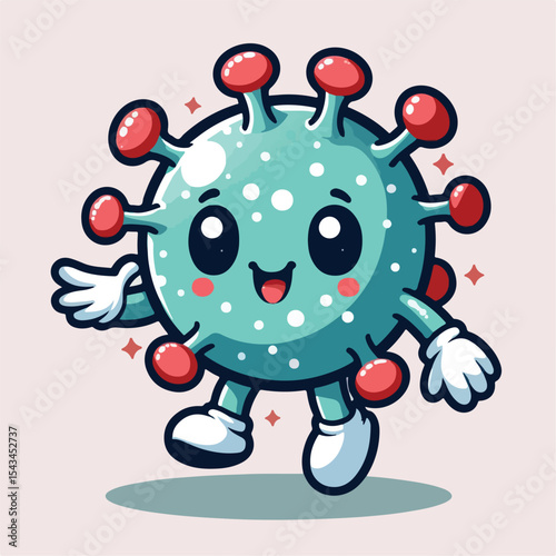 cute cartoon virus image vector on plain white background