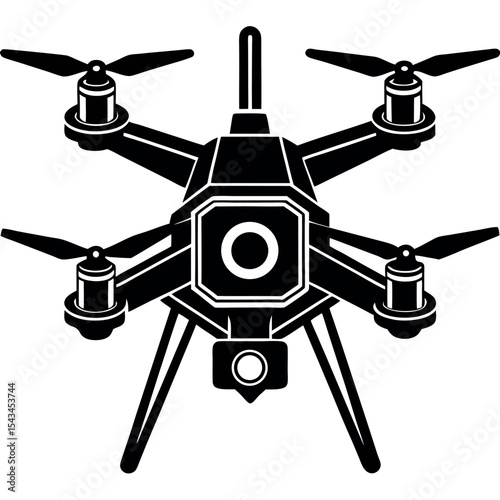 Quadcopter drone icon isolated on white background