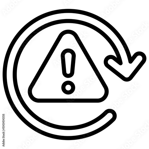 Alert Refresh - Outline Icon - Circular arrow with warning triangle, symbolizing alert updates or system refresh notifications