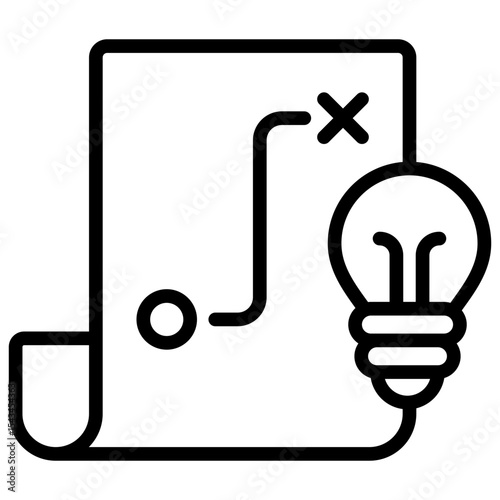 Strategy Idea - Outline Icon - planning document with a lightbulb, symbolizing a tactical idea or innovative strategy