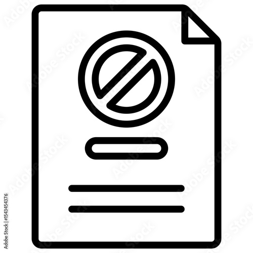 Blocked Document - Outline Icon - document with a prohibition symbol, representing denied access or a restricted file