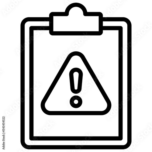 Report Alert - Outline Icon - Clipboard with alert symbol, indicating critical information in reports