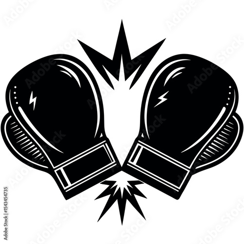 Boxing gloves clashing design isolated on white background