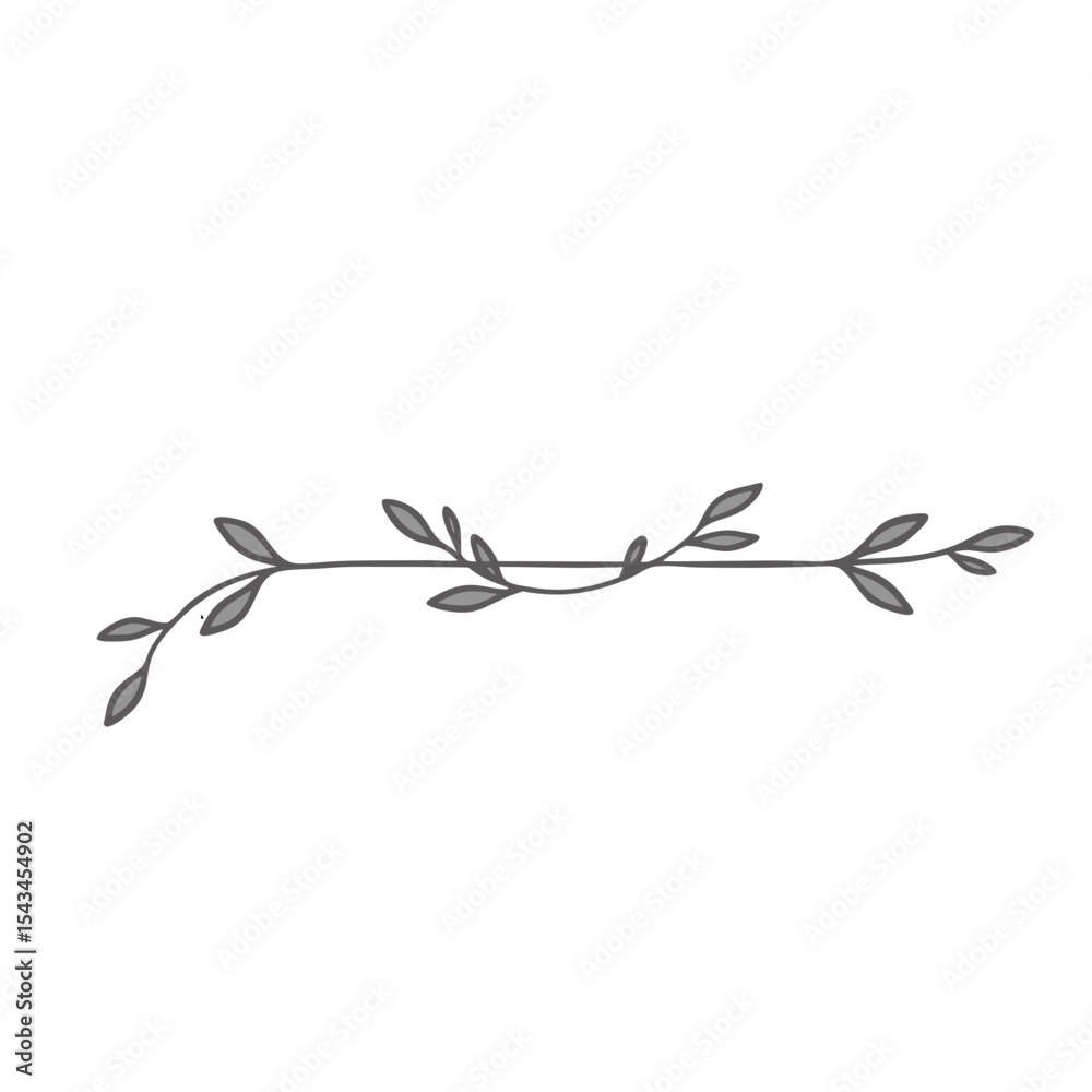 Obraz premium A simple page divider on transparent background featuring elegant vine and leaves design 