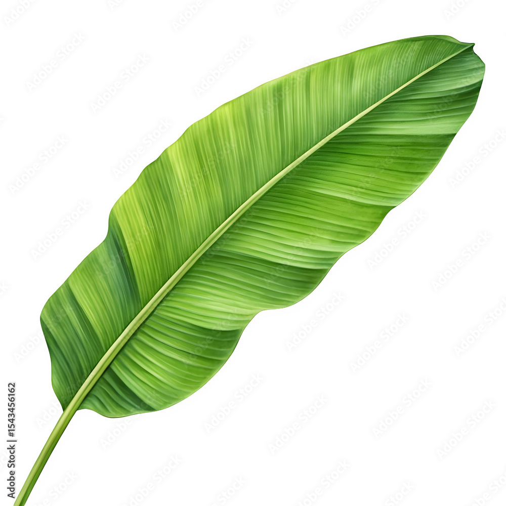 Single green banana leaf isolated on transparent background Single green banana leaf isolated on transparent background