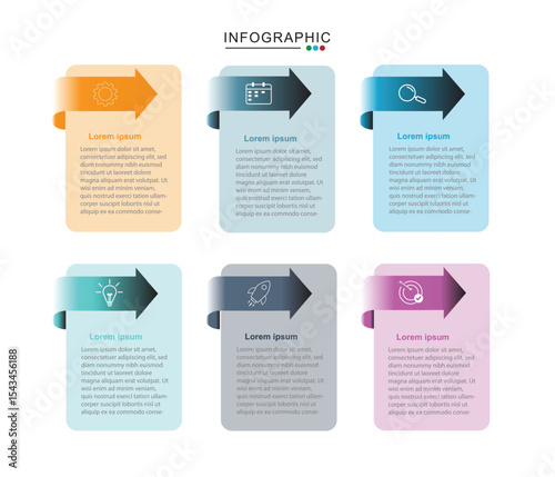 Business visualization infographic circle design template with 6 options, steps or processes. Business presentation.