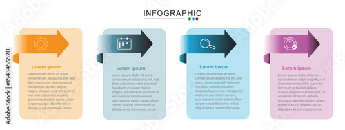 Business visualization infographic circle design template with 4 options, steps or processes. Business presentation.