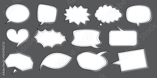 Monochrome Chat Bubble Icons – Hand Sketched Speech Balloon Set