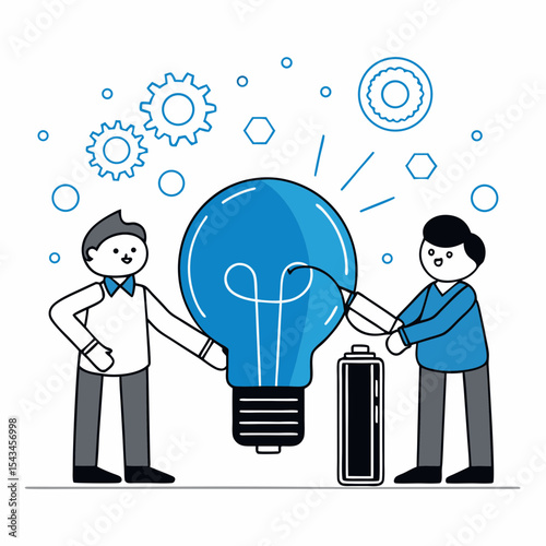 Innovative Idea Generation: Powering Creativity and Solutions with Teamwork Vector Illustration

