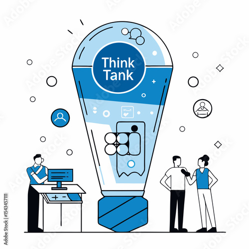 Innovative Think Tank Concept for Creative Idea Generation and Problem Solving Vector Illustration

