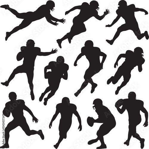 Quarterback Throwing Pass Silhouette

Touchdown Celebration Vector Design

Football Player in Action Silhouette

Helmet and Ball American Football Art

Team Huddle on Field Silhouette Scene