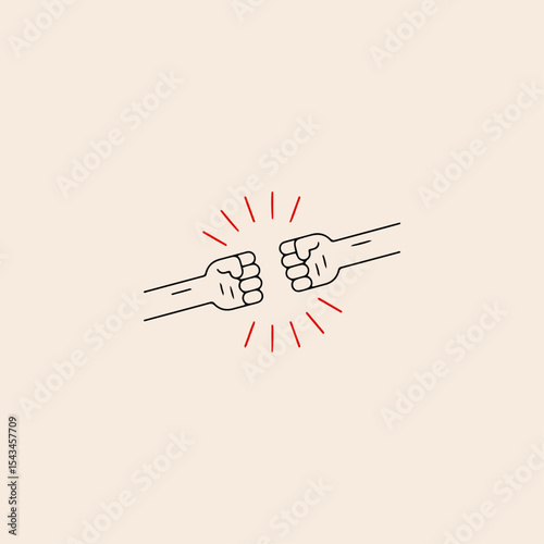 Fighting gesture with two fists icon flat vector design. 
