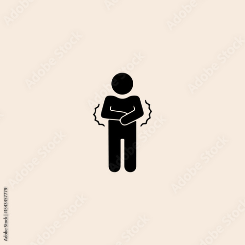 Man figure like shiver or pain icon flat vector design.