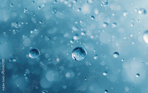 Blue tinted image filled with suspended water droplets of varying sizes